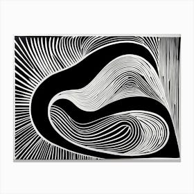 A Linocut Piece Depicting A Mysterious Abstract Shapes, black and white art, 188 Canvas Print