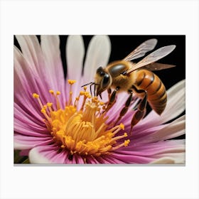 Bee On Flower Canvas Print