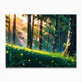 Fireflies In The Forest 2 Canvas Print