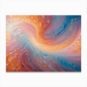 Abstract Pattern Resembling A Swirl Or A Stylized Flower With Pink And Blue Hues, Blurry, Almost A Watercolour Effect Canvas Print