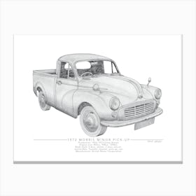 Morris Minor Pick-up Pencil Illustration Stampe su tela