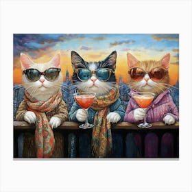 Cats At The Rooftop Bar 7 Canvas Print