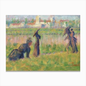Figures In A Landscape Impressionist, George Seurat Canvas Print