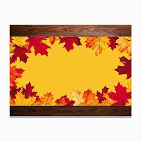 Banner Featuring A Seamless Pattern Of Oak And Maple Leaves Brilliant Shades Of Yellow And Orange E (2) Canvas Print