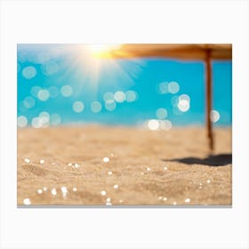 Beach Umbrella On The Sand Canvas Print