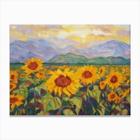 Sunflowers In The Mountains Canvas Print