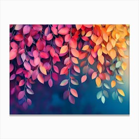 Elegant Colorful with Vibrant Flower Hanging Branches Illustration Canvas Print