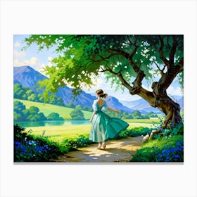 Girl Walking Down A Path Canvas Print