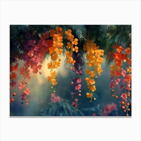 Elegant Colorful with Vibrant Flower Hanging Branches Canvas Print