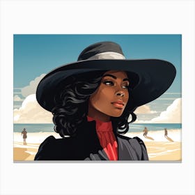 Illustration of an African American woman at the beach 72 Canvas Print