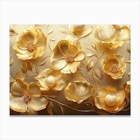 Golden Floral Design, Luxurious Nature Canvas Print