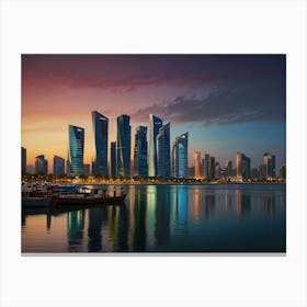 Skyline Of Doha Art Canvas Print