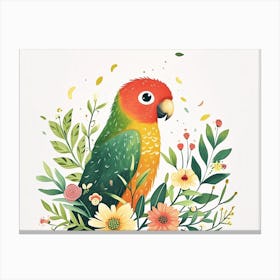 Little Floral Parrot 2 Canvas Print