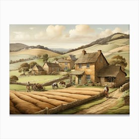 Country Village Canvas Print