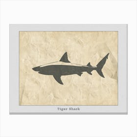 Tiger Shark Grey Silhouette 4 Poster Canvas Print