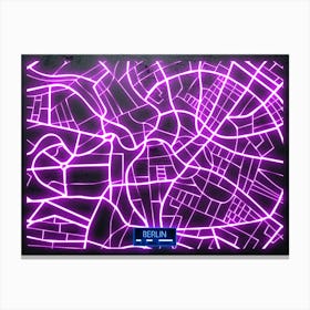 Berlin, Germany - Neon City Map Canvas Print