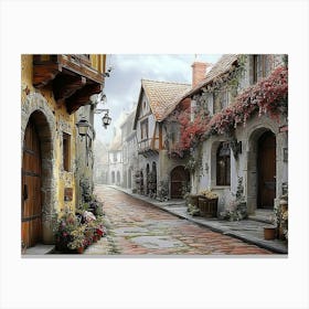 3d Image Old Town Street 1 Canvas Print