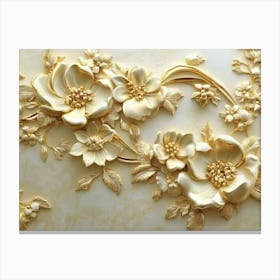 3d Gold Relief Floral 3 Canvas Print