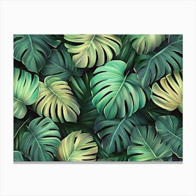 Tropical Leaves Seamless Pattern 2 Canvas Print