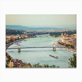 Parliament And Margaret Island in Budapest, Hungary Canvas Print