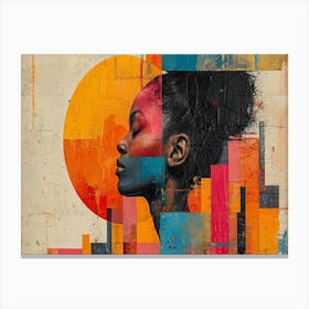 Colorful Chronicles: Abstract Narratives of History and Resilience. Woman'S Face Canvas Print