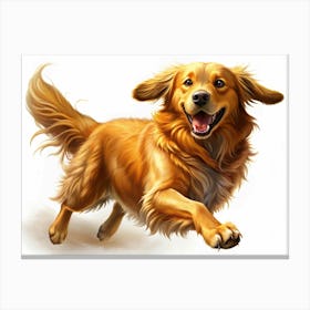 Golden Retriever Dog Running Joyfully 1 Canvas Print