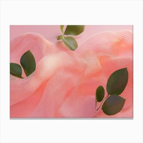 Pink Leaves On A Pink Background Canvas Print