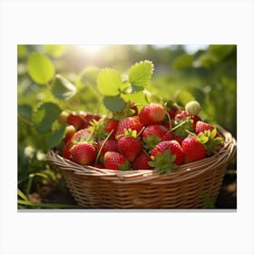 Basket Of Strawberries Canvas Print