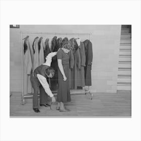 Untitled Photo, Possibly Related To Measuring Girl For A Coat In Cooperative Garment Factory At Jersey Homesteads, Canvas Print