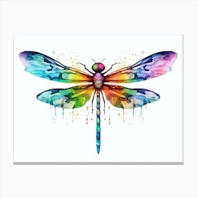 Dragonfly Watercolour Minimal Bright Colours  Canvas Print