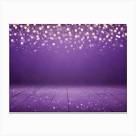 An Image Of A Wooden Surface With A Purple Background, Featuring A Blurred Bokeh Effect Of Soft, Shimmering Lights Canvas Print