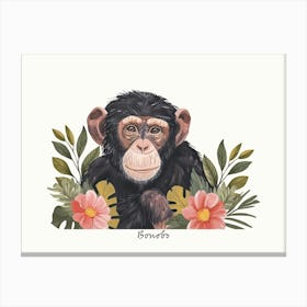 Little Floral Bonobo 2 Poster Canvas Print