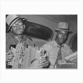 African American Musicians Playing Accordion And Washboard In Automobile,Near New Iberia, Louisiana Canvas Print
