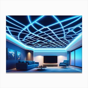 3d Neon Ceiling Wall Board Paper Canvas Print