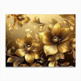 Gold Flowers Art Background Canvas Print