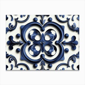 Seamless Sculpture Retro Pattern Blue Spiral Curve Cross Dot Line Canvas Print