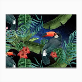Tropical Synthwave Space Garden #13: Toucan Canvas Print