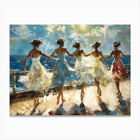 Girls Dancing On Boardwalk Canvas Print