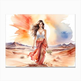 Woman In The Desert Canvas Print