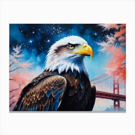 Sea Eagle Aa Bridge by Night in High Quality Impressionism Color Brushstroke Canvas Print