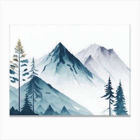 Mountain And Forest In Minimalist Watercolor Horizontal Composition 208 Canvas Print