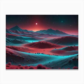 Abstract Landscape With A Red Sky And A Red, Rocky Terrain Canvas Print