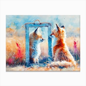 Arctic Fox Fur In Winter Canvas Print
