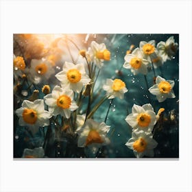 Daffodils In The Rain Canvas Print