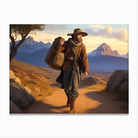 Man Walking Down A Trail Canvas Print