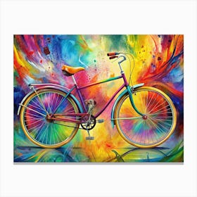 Rainbow Bicycle In Abstract Background Canvas Print