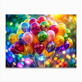 Colorful Balloons Against A Bokeh Background Canvas Print