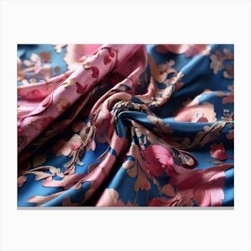 Pink And Blue Floral Pattern Canvas Print