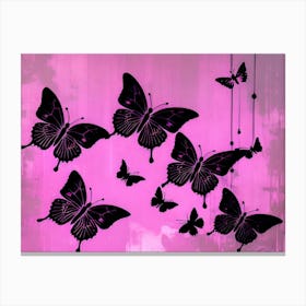 Butterflies On A Pink Background 4 Canvas Print