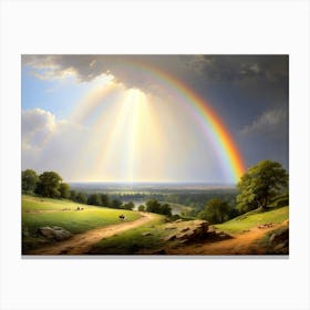 Rainbow Over A Valley Canvas Print